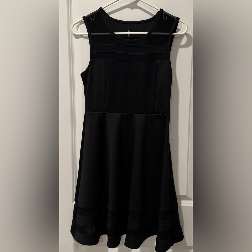 Lulus Black Mesh Trim Fit & Flare Sleeveless Cocktail Dress XS - Picture 4 of 9